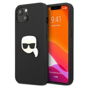 Karl Lagerfeld Leather Ikonik Karl's Head Metal Case for iPhone 13 mini (fekete)