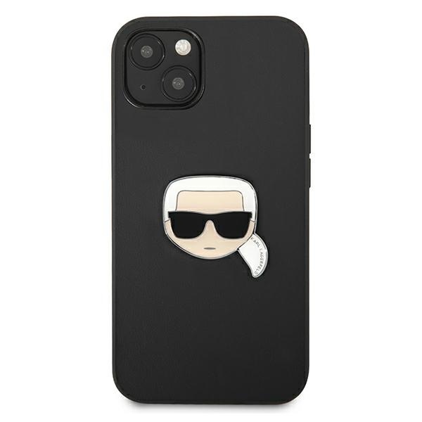 iTok webáruház - Karl Lagerfeld Karl Lagerfeld Ikonik Karl fej mintás bőrhatású tok iPhone 13 mini készülékhez (fekete) 3 Karl Lagerfeld Leather Ikonik Karl's Head Metal Case for iPhone 13 mini (fekete)