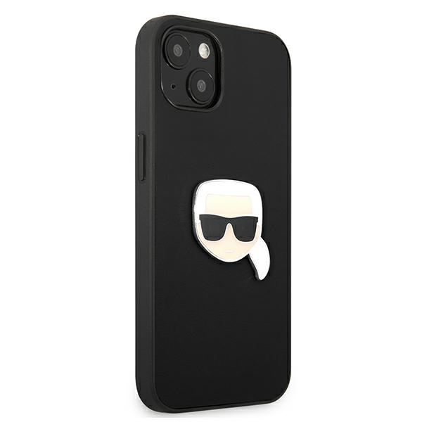 iTok webáruház - Karl Lagerfeld Karl Lagerfeld Ikonik Karl fej mintás bőrhatású tok iPhone 13 mini készülékhez (fekete) 4 Karl Lagerfeld Leather Ikonik Karl's Head Metal Case for iPhone 13 mini (fekete)