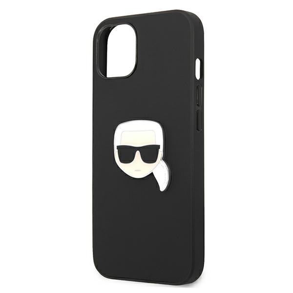 iTok webáruház - Karl Lagerfeld Karl Lagerfeld Ikonik Karl fej mintás bőrhatású tok iPhone 13 mini készülékhez (fekete) 6 Karl Lagerfeld Leather Ikonik Karl's Head Metal Case for iPhone 13 mini (fekete)
