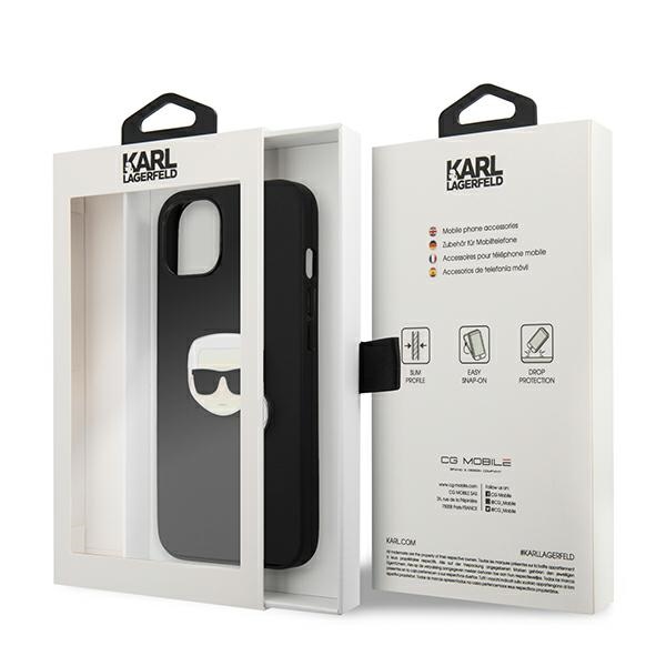iTok webáruház - Karl Lagerfeld Karl Lagerfeld Ikonik Karl fej mintás bőrhatású tok iPhone 13 mini készülékhez (fekete) 8 Karl Lagerfeld Leather Ikonik Karl's Head Metal Case for iPhone 13 mini (fekete)
