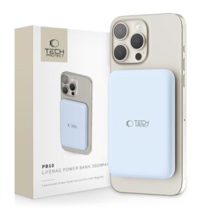 Tech-Protect LifeMag PB10 MagSafe powerbank 5000 mAh, 15 W, USB-C, kék + USB-C kábel