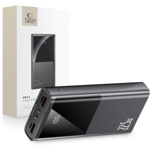 Tech-Protect PB13 20000 mAh 22,5 W powerbank USB-A, USB-C és Lightning csatlakozókkal (szürke)