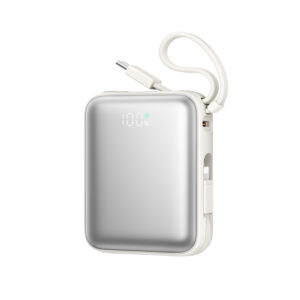 Joyroom JR-PBF27 10000 mAh 22,5 W-os powerbank beépített USB-C és Lightning kábelekkel (fehér)