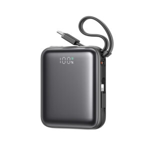 Joyroom JR-PBF27 10000 mAh 22,5 W powerbank beépített USB-C és Lightning kábelekkel (fekete)