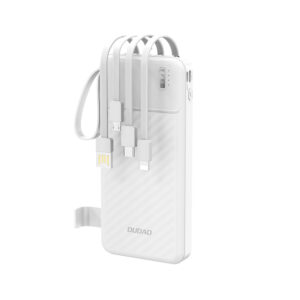 Dudao K11 10 000 mAh powerbank beépített kábelekkel (fehér)