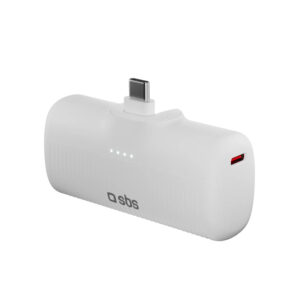 SBS EcoPower 5000 mAh 10 W powerbank beépített USB-C csatlakozóval (fehér)