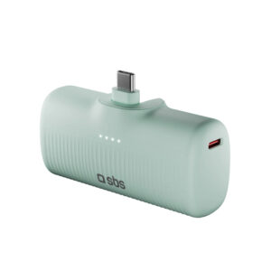 SBS EcoPower 5000 mAh 10 W powerbank beépített USB-C csatlakozóval (zöld)