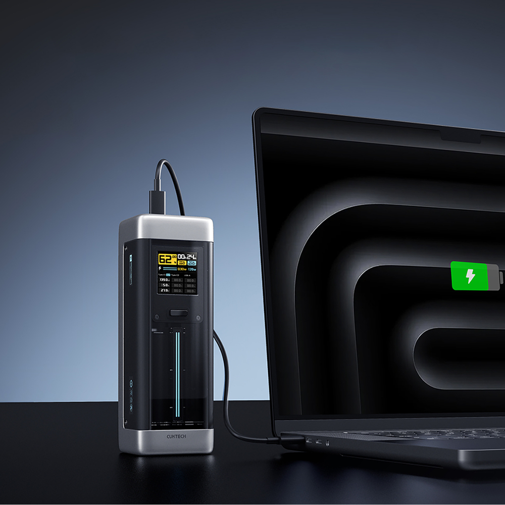 iTok webáruház - Cuktech Cuktech CUK00P23GLBK 210 W 25 000 mAh power bank, 2× USB-C és 1× USB-A (fekete) 2 Powerbank Cuktech CUK00P23GLBK 210W 25000mAh Power Bank 2 x USB-C 1 x USB-A (fekete)