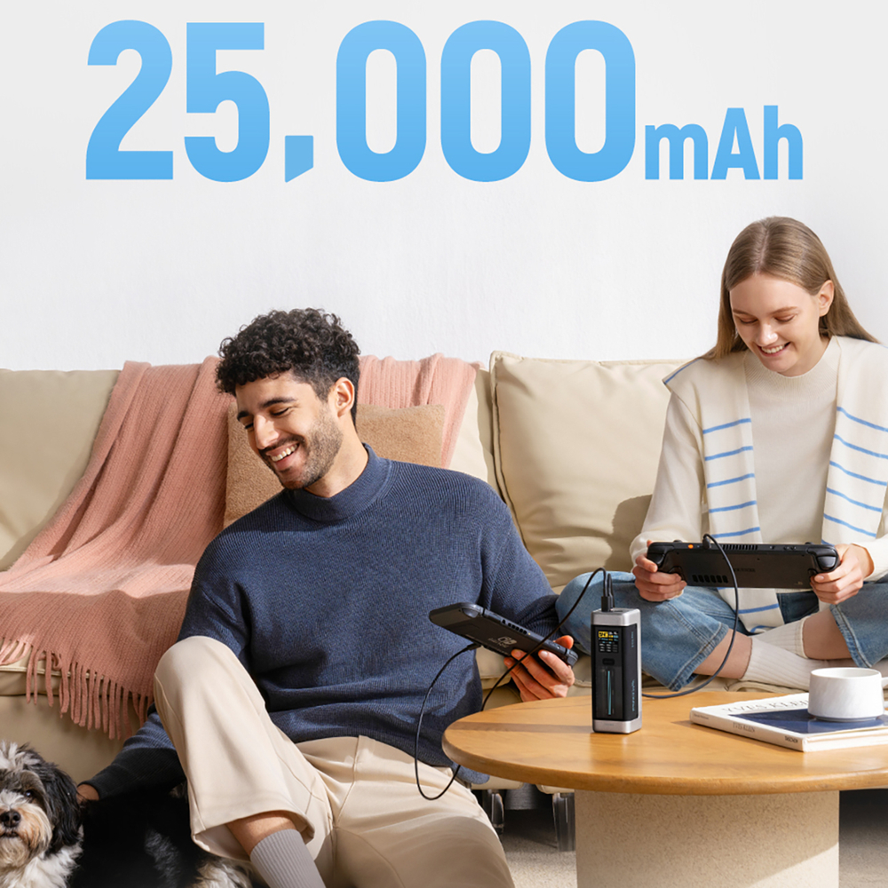 iTok webáruház - Cuktech Cuktech CUK00P23GLBK 210 W 25 000 mAh power bank, 2× USB-C és 1× USB-A (fekete) 3 Powerbank Cuktech CUK00P23GLBK 210W 25000mAh Power Bank 2 x USB-C 1 x USB-A (fekete)