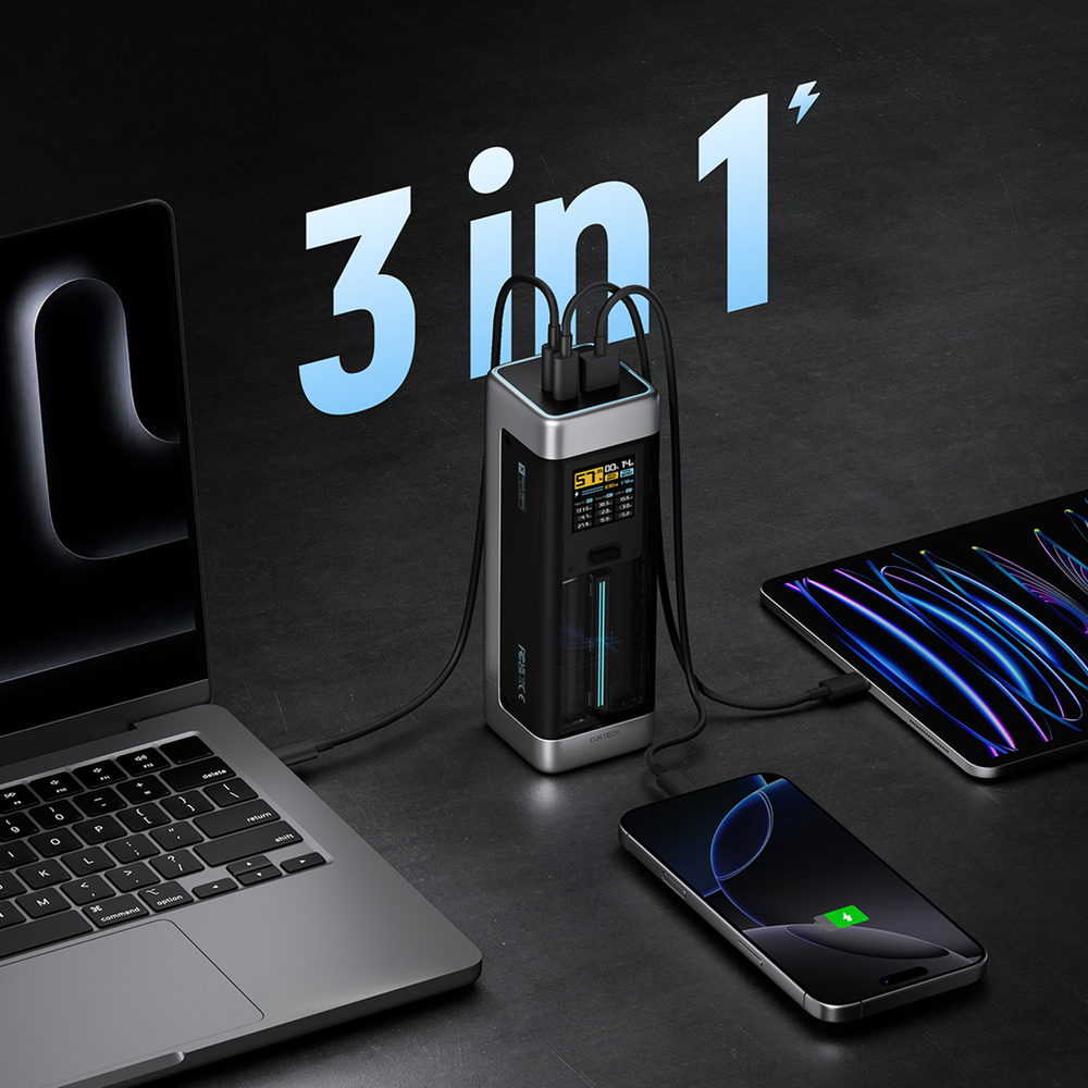 iTok webáruház - Cuktech Cuktech CUK00P23GLBK 210 W 25 000 mAh power bank, 2× USB-C és 1× USB-A (fekete) 6 Powerbank Cuktech CUK00P23GLBK 210W 25000mAh Power Bank 2 x USB-C 1 x USB-A (fekete)