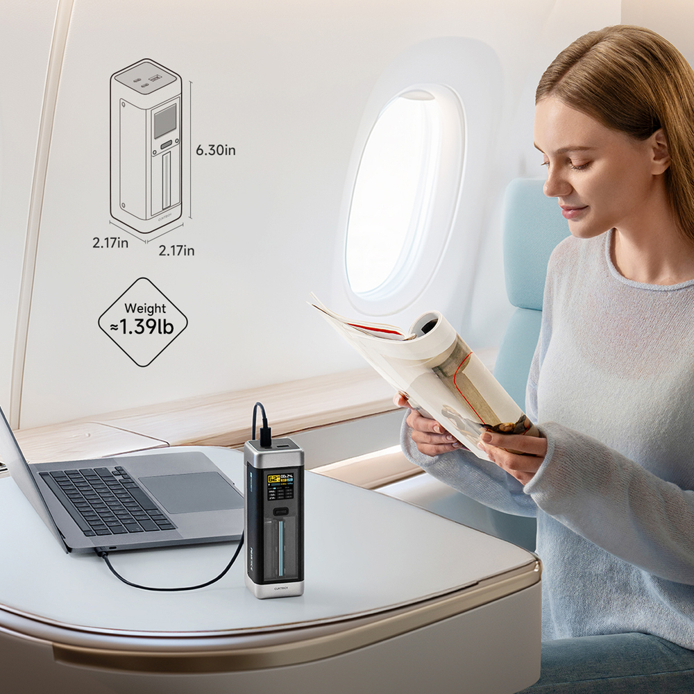 iTok webáruház - Cuktech Cuktech CUK00P23GLBK 210 W 25 000 mAh power bank, 2× USB-C és 1× USB-A (fekete) 7 Powerbank Cuktech CUK00P23GLBK 210W 25000mAh Power Bank 2 x USB-C 1 x USB-A (fekete)