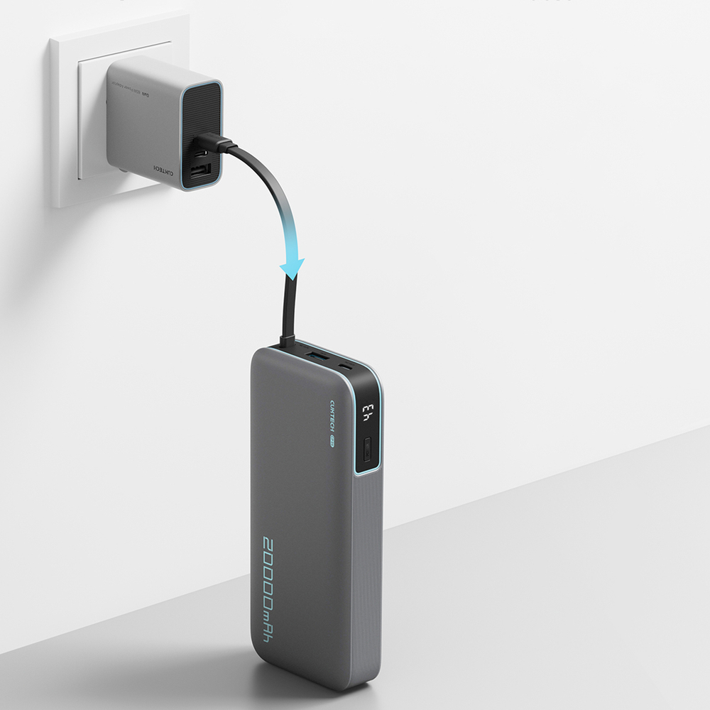 iTok webáruház - Cuktech Cuktech CUKP200NGLDG 45 W 20 000 mAh powerbank beépített USB-C kábellel (szürke) 5 Cuktech CUKP200NGLDG 45W 20000mAh Powerbank with Built-in USB-C Cable (szürke)