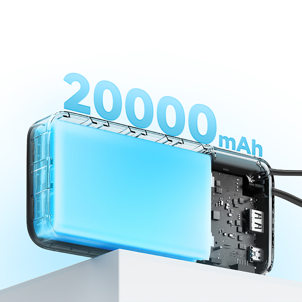 iTok webáruház - Cuktech Cuktech CUKP200NGLDG 45 W 20 000 mAh powerbank beépített USB-C kábellel (szürke) 7 Cuktech CUKP200NGLDG 45W 20000mAh Powerbank with Built-in USB-C Cable (szürke)