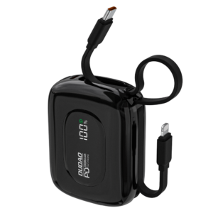 Dudao K32 powerbank 22,5 W, 10 000 mAh beépített USB-C és Lightning kábellel (fekete)