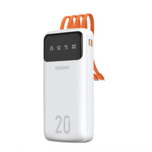 Dudao K6Pro+ 20000 mAh powerbank beépített kábelekkel (fehér)