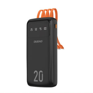 Dudao K6Pro+ 20000 mAh powerbank 4 beépített kábellel (fekete)