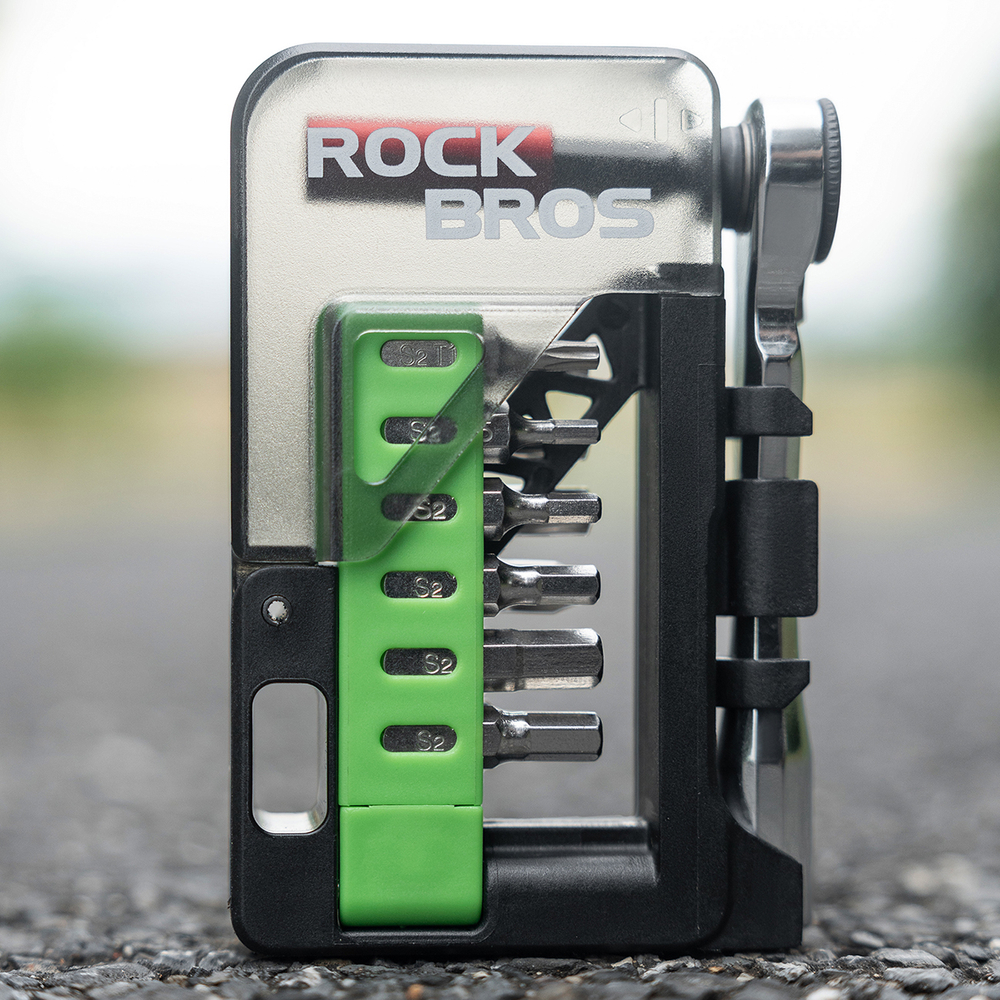 iTok webáruház - RockBros Rockbros kerékpáros szerszámkészlet mini racsnival és bitekkel (áttetsző zöld) 3 Rockbros Bike Tool Set with Mini Ratchet and Bits (áttetsző zöld)