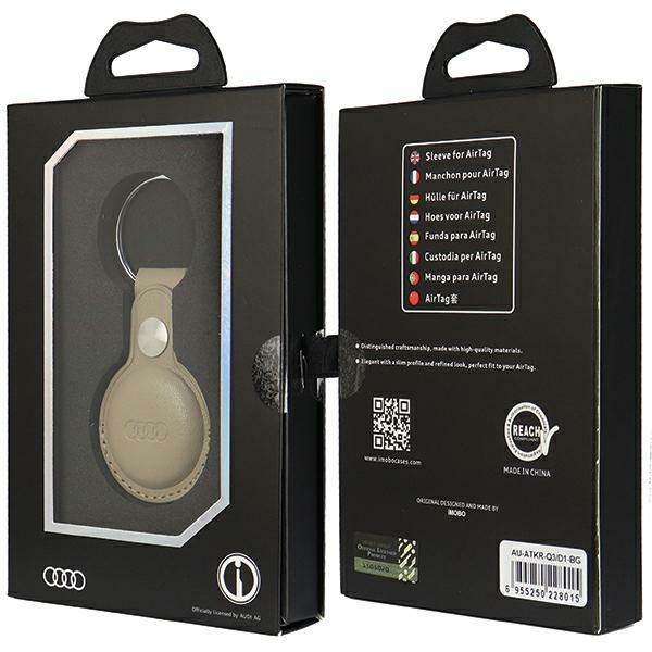 iTok webáruház - Hurtel Audi műbőr AirTag tok (bézs) 7 Audi Synthetic Leather AirTag case (bézs)
