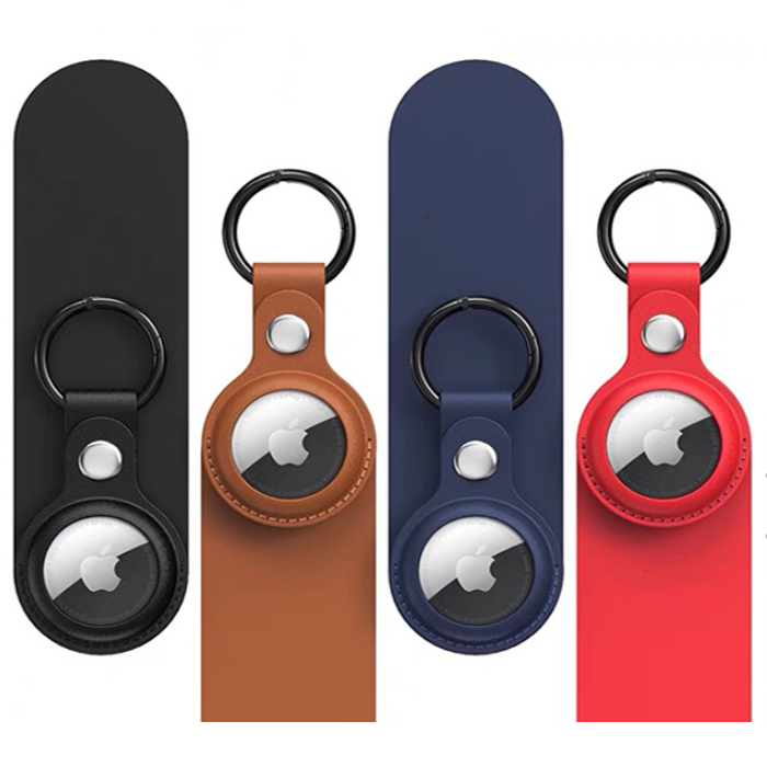 iTok webáruház - Hurtel Apple AirTag tok, 4 színben, 4 db – WAT-21-0Y3S 2 Apple AirTag PU Leather Case - Black, Brown, Red, Blue - 4 pieces