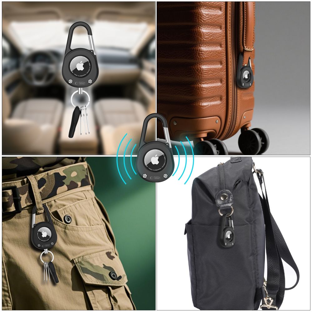 iTok webáruház - Tech-Protect Tech-Protect Slidelock karabineres kulcstartó tok Apple AirTag 1/2 (fekete) 8 Tech-Protect Slidelock Carabiner Keychain Case for Apple AirTag 1/2 (fekete)