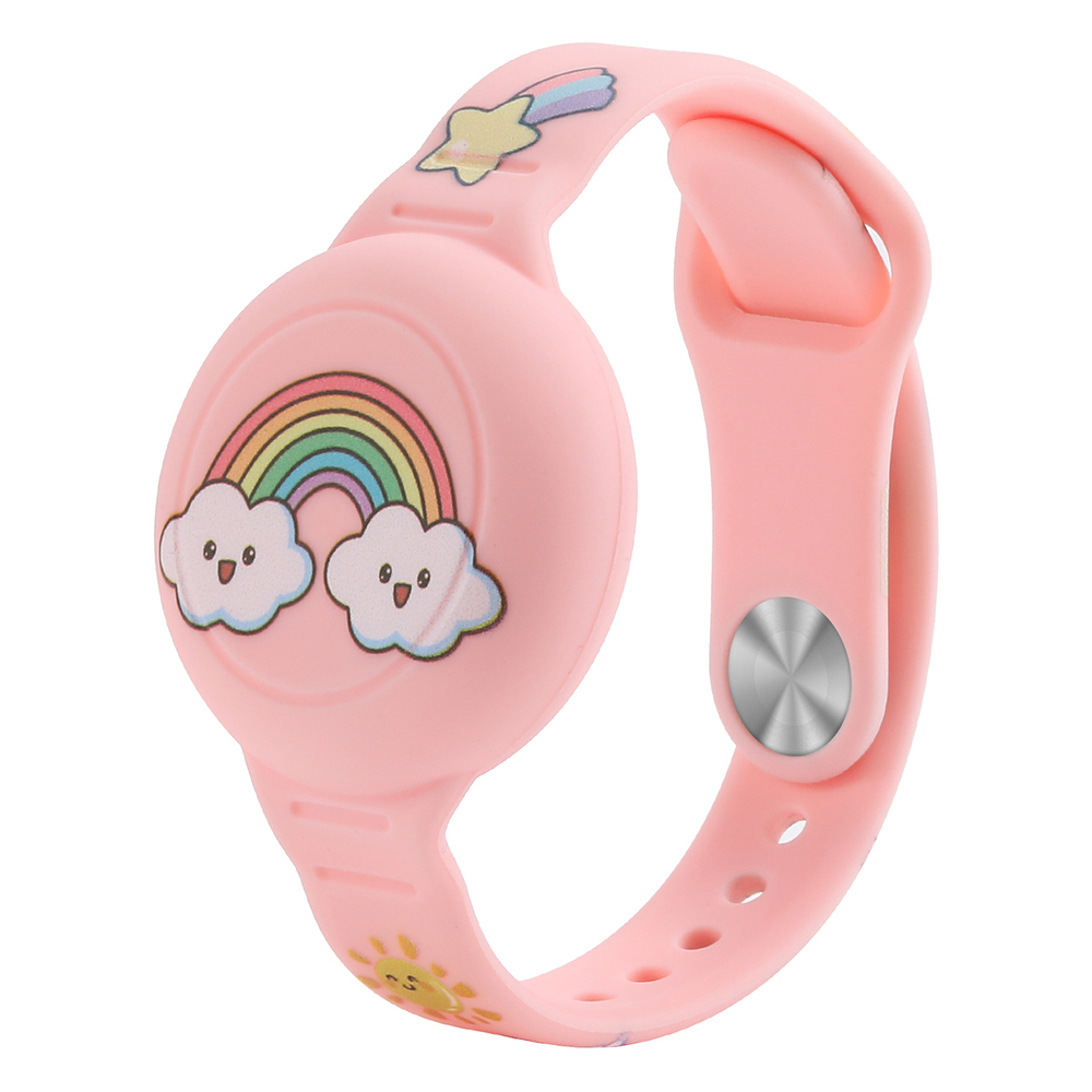 iTok webáruház - Hurtel AirTag szilikon csuklópánt gyerekeknek, WAT-46RT (rózsaszín szivárványos) 1 AirTag Case Wristband Silicone Wristband for Kids (rózsaszín szivárványos)