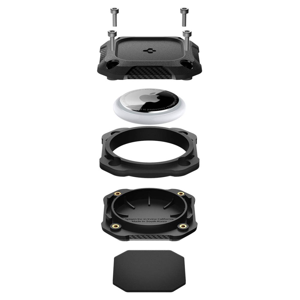iTok webáruház - Spigen Spigen Tough Armor tok 4 db Apple AirTag 1/2 készülékhez (fekete) 6 Spigen Tough Armor 4-Pack Case for Apple AirTag 1/2 (fekete)