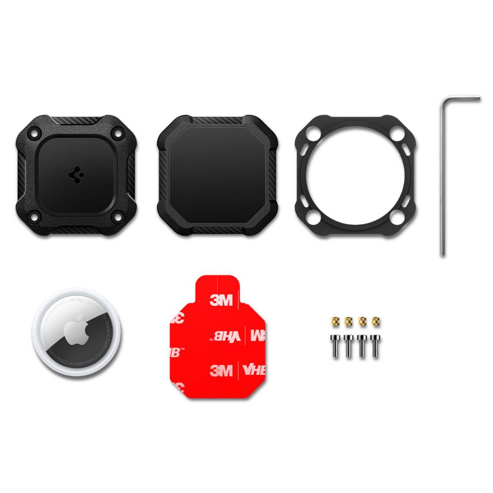 iTok webáruház - Spigen Spigen Tough Armor tok 4 db Apple AirTag 1/2 készülékhez (fekete) 8 Spigen Tough Armor 4-Pack Case for Apple AirTag 1/2 (fekete)