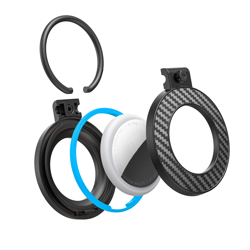 iTok webáruház - Hurtel Hurtel WAT-87 AirTag tok kulcstartóval, 4 db (többszínű) 7 Airtag case with carbon fiber pattern keychain, 4 pcs. (többszínű)
