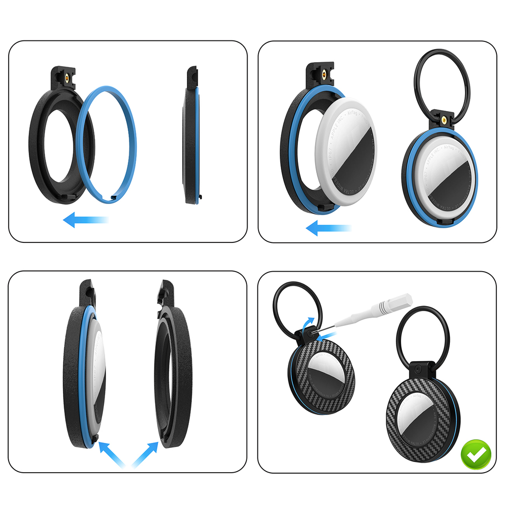 iTok webáruház - Hurtel Hurtel WAT-87 AirTag tok kulcstartóval, 4 db (többszínű) 8 Airtag case with carbon fiber pattern keychain, 4 pcs. (többszínű)