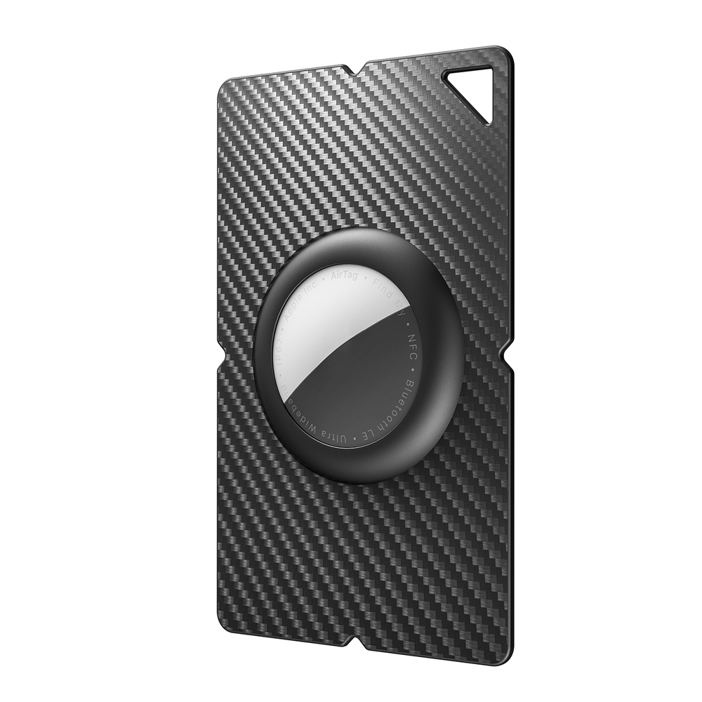 iTok webáruház - Hurtel Hurtel AirTag kártyatok WAT-84 (fekete) 2 Airtag Carbon Fiber Pattern Wallet Card Case (fekete)