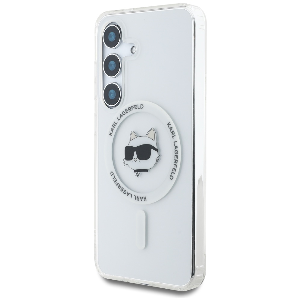 iTok webáruház - Karl Lagerfeld Karl Lagerfeld Button Choupette Head Printed Logo MagSafe tok Samsung Galaxy S25 készülékhez, fehér 2 Case Karl Lagerfeld Button Choupette Head Printed Logo MagSafe Samsung Galaxy S25 white