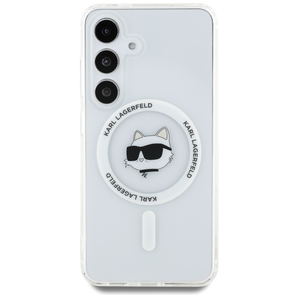iTok webáruház - Karl Lagerfeld Karl Lagerfeld Button Choupette Head Printed Logo MagSafe tok Samsung Galaxy S25 készülékhez, fehér 3 Case Karl Lagerfeld Button Choupette Head Printed Logo MagSafe Samsung Galaxy S25 white
