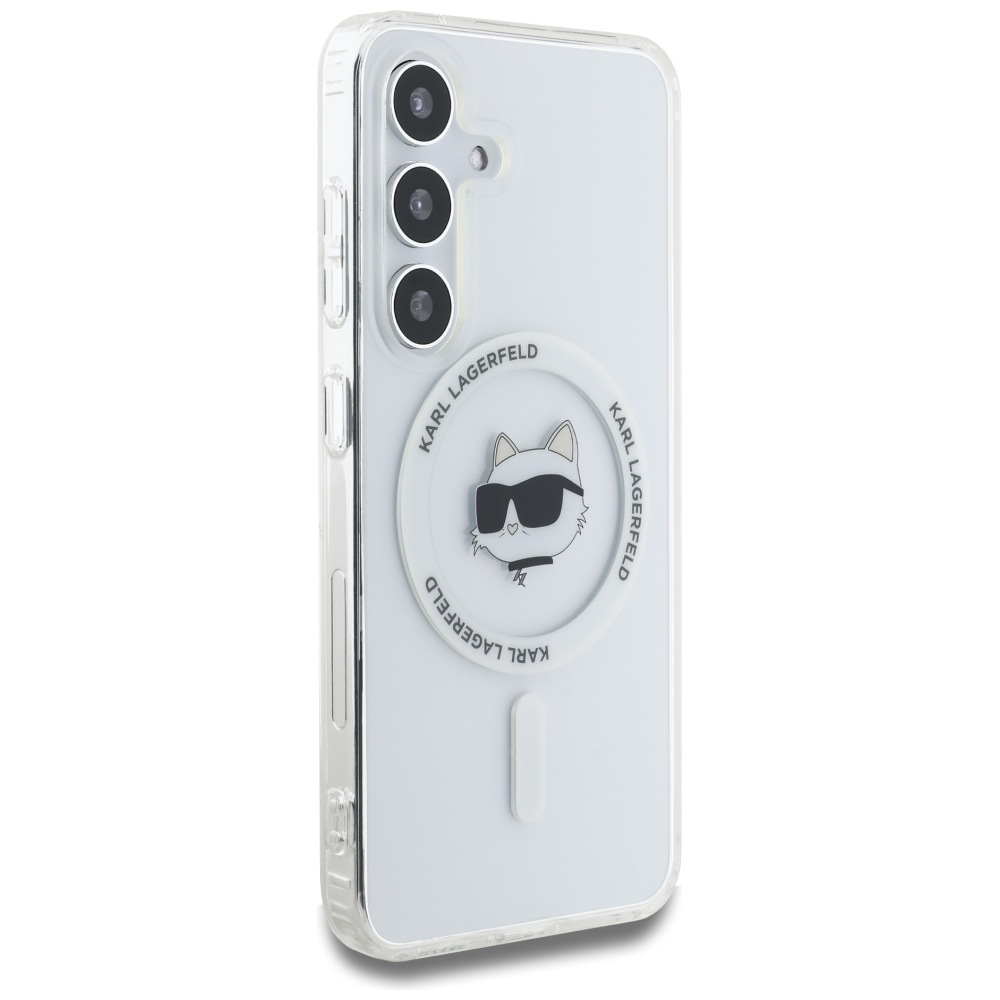 iTok webáruház - Karl Lagerfeld Karl Lagerfeld Button Choupette Head Printed Logo MagSafe tok Samsung Galaxy S25 készülékhez, fehér 4 Case Karl Lagerfeld Button Choupette Head Printed Logo MagSafe Samsung Galaxy S25 white
