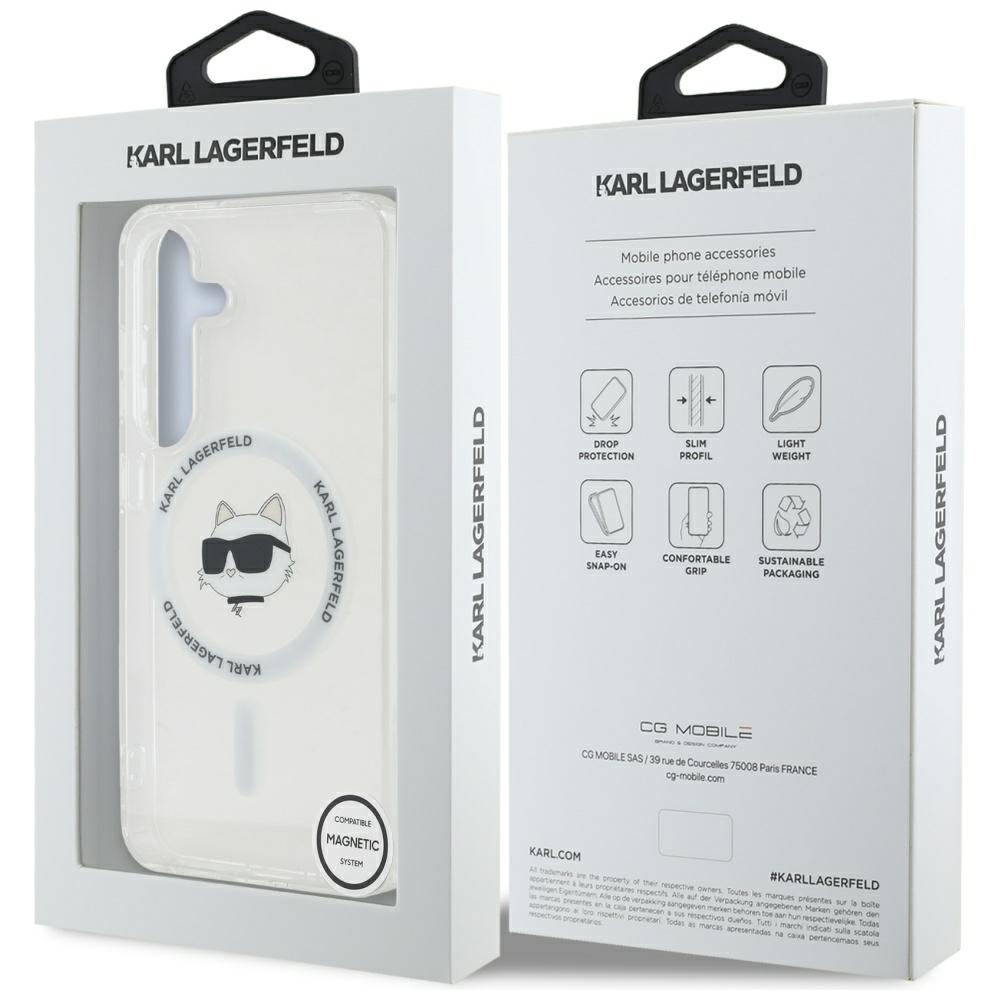 iTok webáruház - Karl Lagerfeld Karl Lagerfeld Button Choupette Head Printed Logo MagSafe tok Samsung Galaxy S25 készülékhez, fehér 8 Case Karl Lagerfeld Button Choupette Head Printed Logo MagSafe Samsung Galaxy S25 white