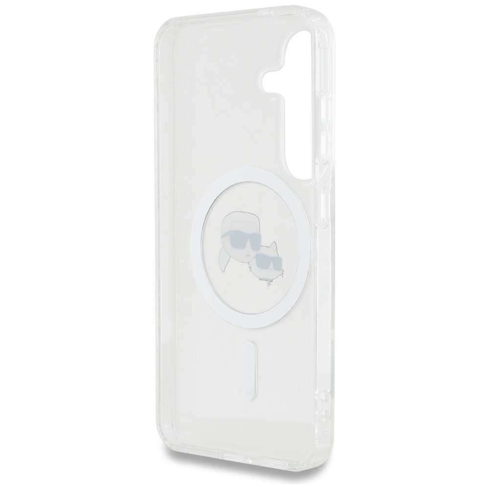 iTok webáruház - Karl Lagerfeld Karl Lagerfeld Button Karl & Choupette Heads Printed Logo MagSafe tok Samsung Galaxy S25 készülékhez – fehér 7 Case Karl Lagerfeld Button Karl & Choupette Heads Printed Logo MagSafe Samsung Galaxy S25 white