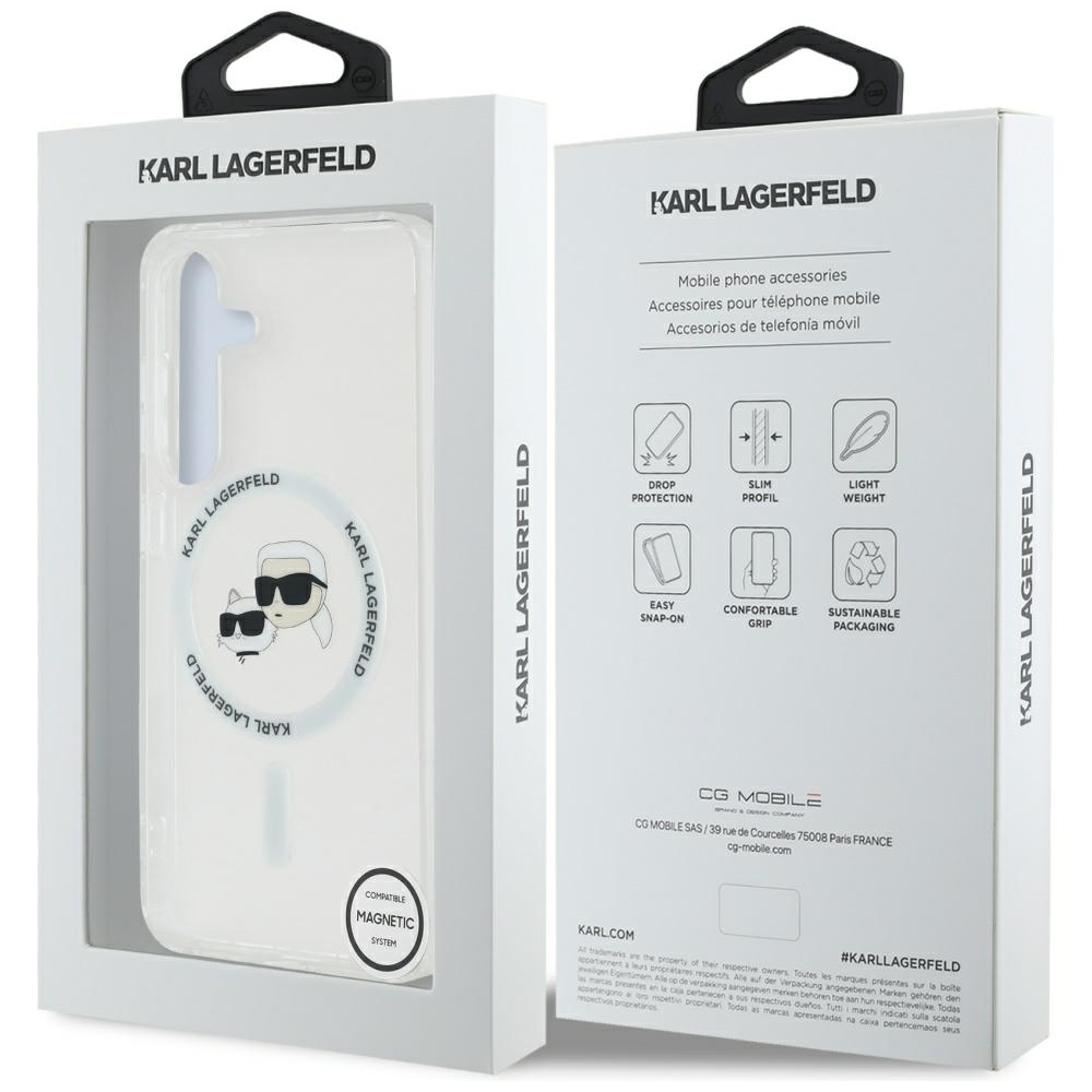 iTok webáruház - Karl Lagerfeld Karl Lagerfeld Button Karl & Choupette Heads Printed Logo MagSafe tok Samsung Galaxy S25 készülékhez – fehér 8 Case Karl Lagerfeld Button Karl & Choupette Heads Printed Logo MagSafe Samsung Galaxy S25 white