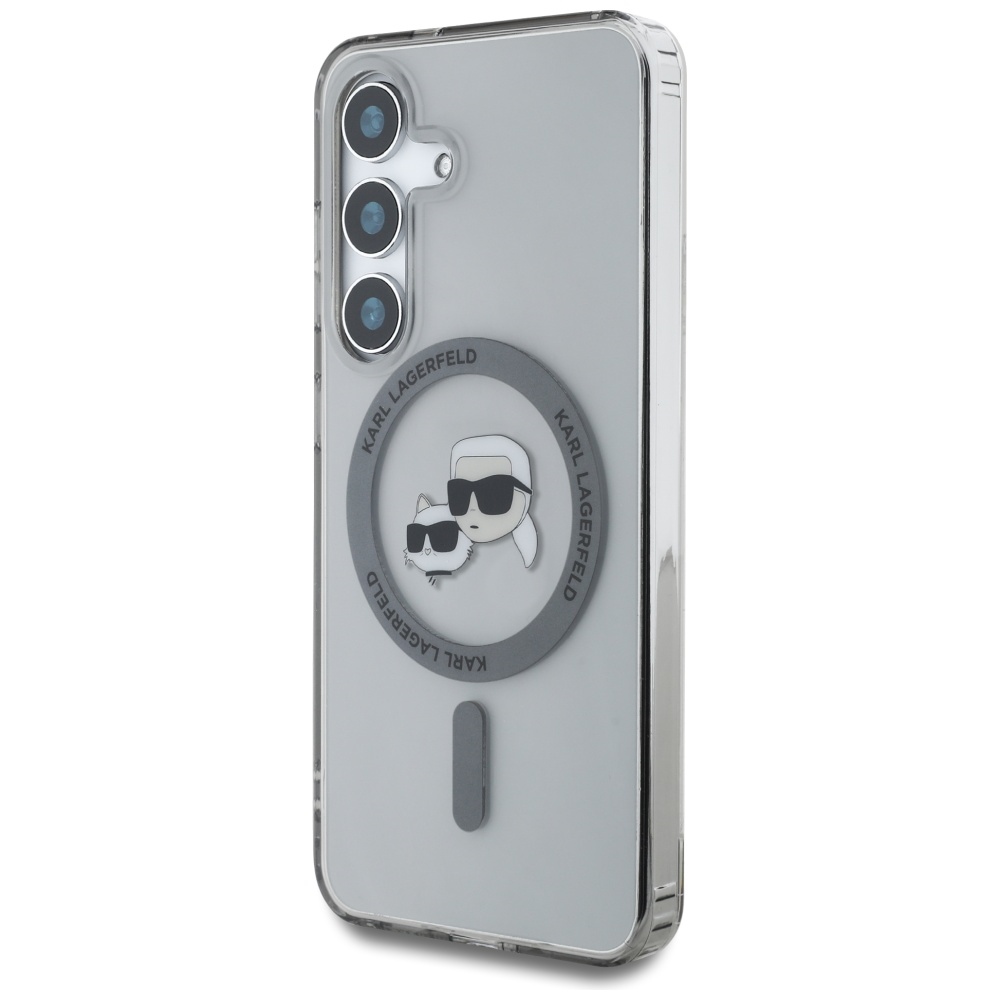 iTok webáruház - Karl Lagerfeld Karl Lagerfeld tok Karl & Choupette fejes logóval, MagSafe, Samsung Galaxy S25 készülékhez, fekete 2 Karl Lagerfeld Button Karl & Choupette Heads Printed Logo MagSafe Samsung Galaxy S25 case black