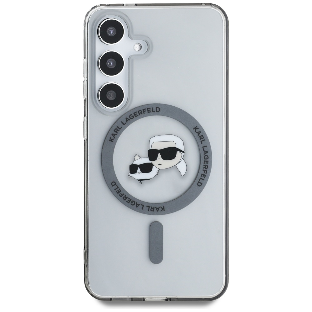 iTok webáruház - Karl Lagerfeld Karl Lagerfeld tok Karl & Choupette fejes logóval, MagSafe, Samsung Galaxy S25 készülékhez, fekete 3 Karl Lagerfeld Button Karl & Choupette Heads Printed Logo MagSafe Samsung Galaxy S25 case black