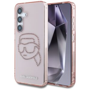 Karl Lagerfeld Rhinestones K. Head Logo tok Samsung Galaxy S25 készülékhez, rózsaszín