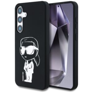 Karl Lagerfeld szilikon tok Graffiti Ikonik nyomott logóval, MagSafe, Samsung Galaxy S25 – fekete