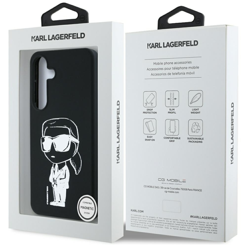 iTok webáruház - Karl Lagerfeld Karl Lagerfeld szilikon tok Graffiti Ikonik nyomott logóval, MagSafe, Samsung Galaxy S25 – fekete 8 Case Karl Lagerfeld Silicone Graffiti Ikonik Printed Logo MagSafe Samsung Galaxy S25 black