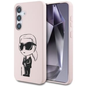 Karl Lagerfeld szilikon tok Graffiti Ikonik logóval és MagSafe kompatibilitással Samsung Galaxy S25 készülékhez – rózsaszín