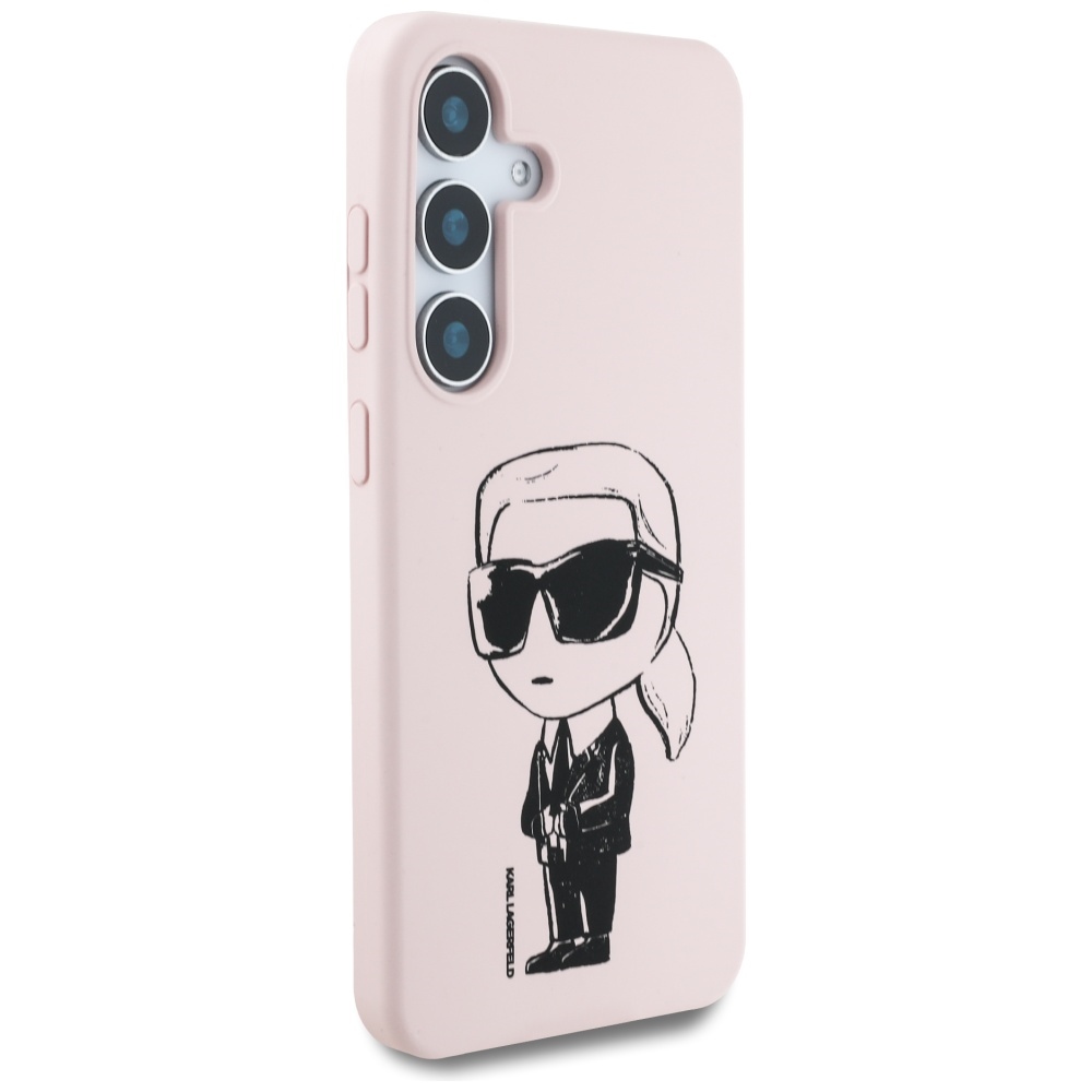 iTok webáruház - Karl Lagerfeld Karl Lagerfeld szilikon tok Graffiti Ikonik logóval és MagSafe kompatibilitással Samsung Galaxy S25 készülékhez – rózsaszín 4 Case Karl Lagerfeld Silicone Graffiti Ikonik Printed Logo MagSafe Samsung Galaxy S25 pink