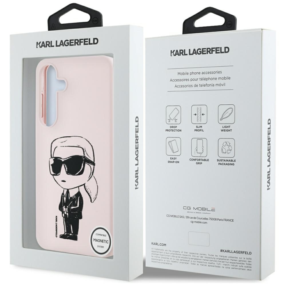 iTok webáruház - Karl Lagerfeld Karl Lagerfeld szilikon tok Graffiti Ikonik logóval és MagSafe kompatibilitással Samsung Galaxy S25 készülékhez – rózsaszín 8 Case Karl Lagerfeld Silicone Graffiti Ikonik Printed Logo MagSafe Samsung Galaxy S25 pink