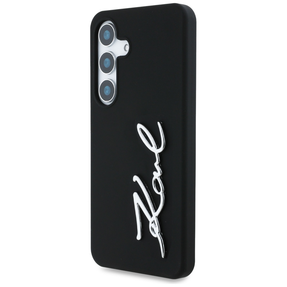 iTok webáruház - Karl Lagerfeld Karl Lagerfeld Silicone Metal Signature Logo tok Samsung Galaxy S25 készülékhez, fekete 2 Case Karl Lagerfeld Silicone Metal Signature Logo Samsung Galaxy S25 black