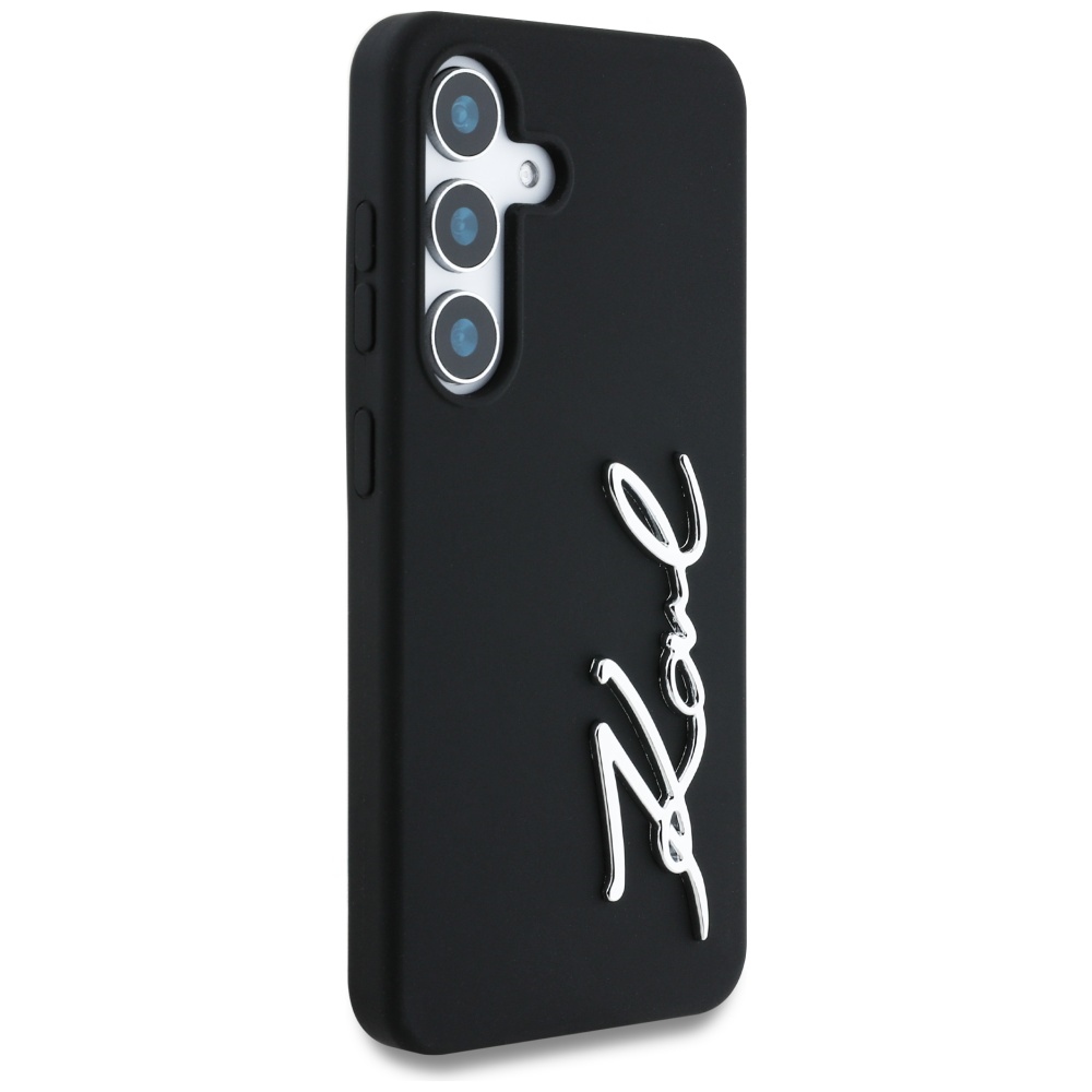 iTok webáruház - Karl Lagerfeld Karl Lagerfeld Silicone Metal Signature Logo tok Samsung Galaxy S25 készülékhez, fekete 4 Case Karl Lagerfeld Silicone Metal Signature Logo Samsung Galaxy S25 black