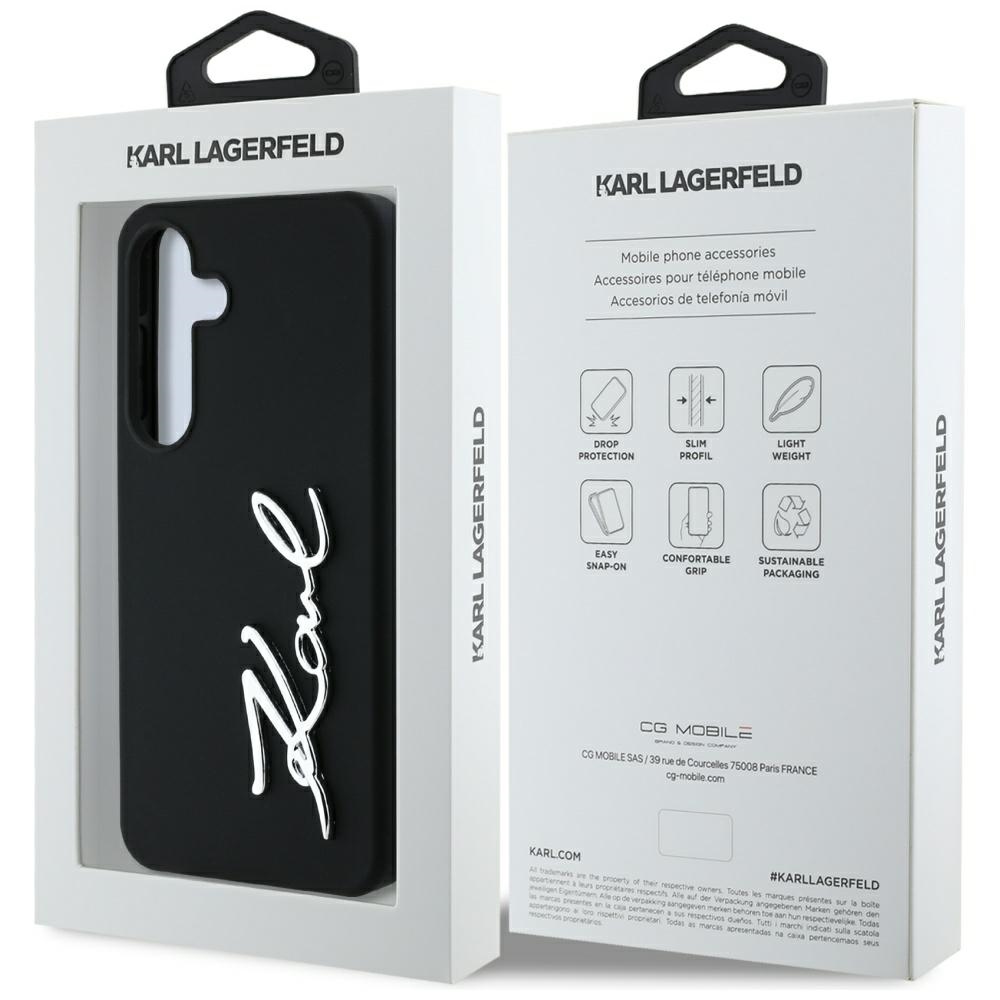 iTok webáruház - Karl Lagerfeld Karl Lagerfeld Silicone Metal Signature Logo tok Samsung Galaxy S25 készülékhez, fekete 8 Case Karl Lagerfeld Silicone Metal Signature Logo Samsung Galaxy S25 black