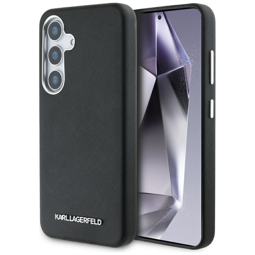 iTok webáruház - Karl Lagerfeld Karl Lagerfeld Saffiano Full Wrapped Elongated Metal Logo MagSafe tok Samsung Galaxy S25 készülékhez (fekete) 1 Karl Lagerfeld Saffiano Full Wrapped Elongated Metal Logo MagSafe Case for Samsung Galaxy S25 (fekete)
