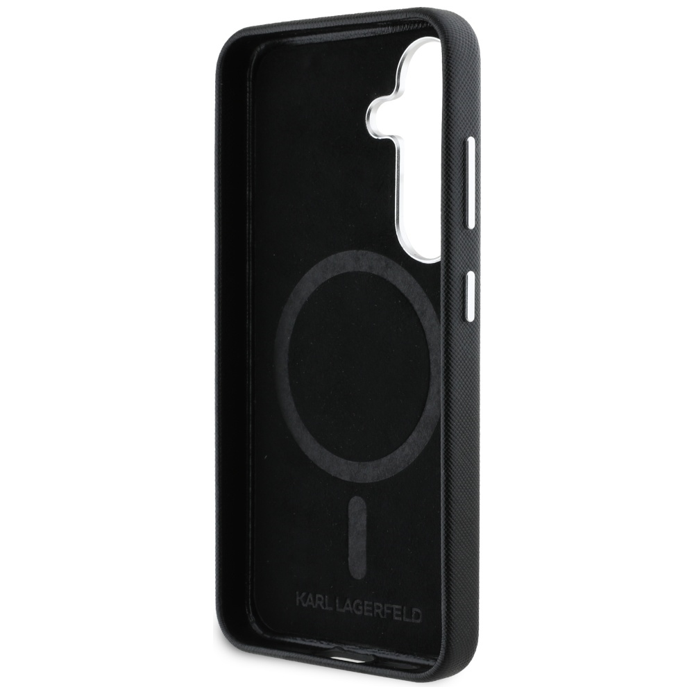 iTok webáruház - Karl Lagerfeld Karl Lagerfeld Saffiano Full Wrapped Elongated Metal Logo MagSafe tok Samsung Galaxy S25 készülékhez (fekete) 7 Karl Lagerfeld Saffiano Full Wrapped Elongated Metal Logo MagSafe Case for Samsung Galaxy S25 (fekete)
